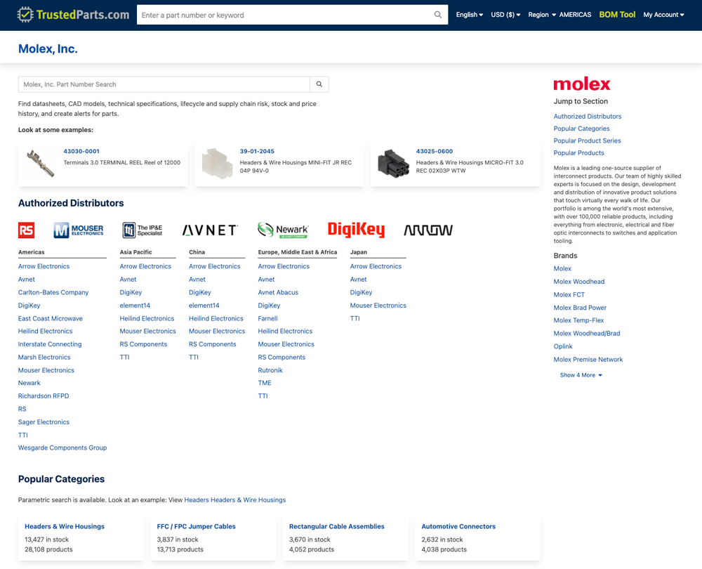 Improvements to Manufacturer Pages Screenshot